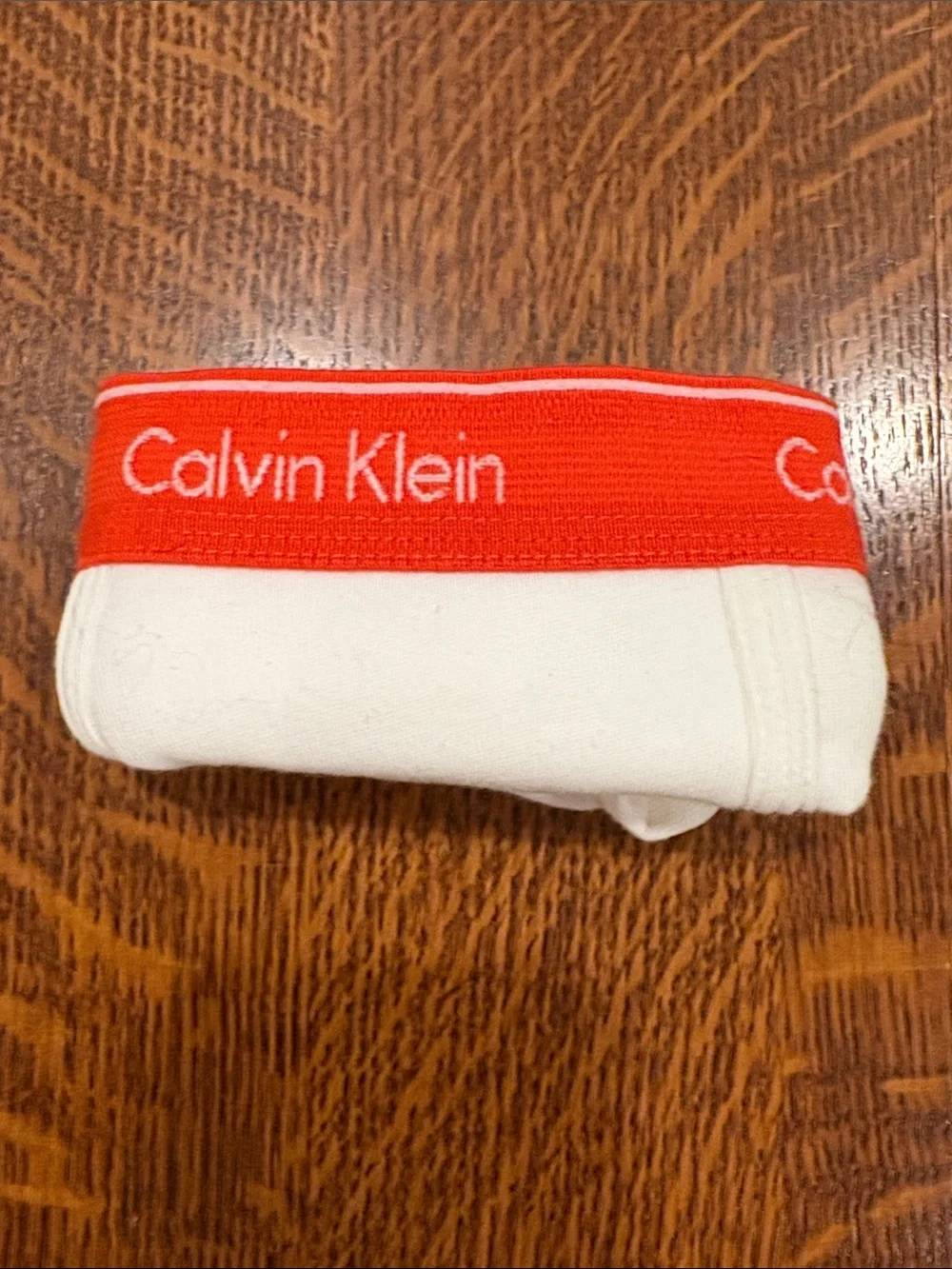 Calvin Klein Men’s LG White Briefs with Red Logo Waistband